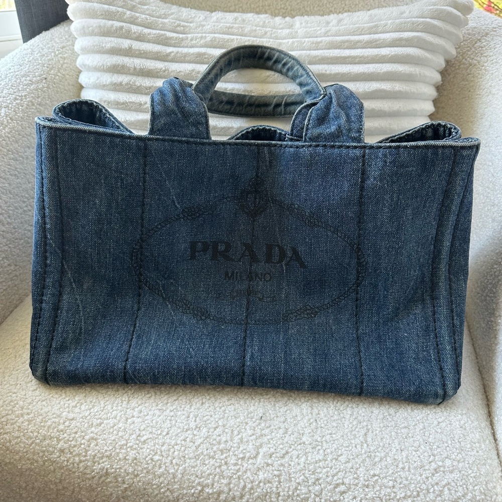 Authentic Prada Canapa Denim Tote